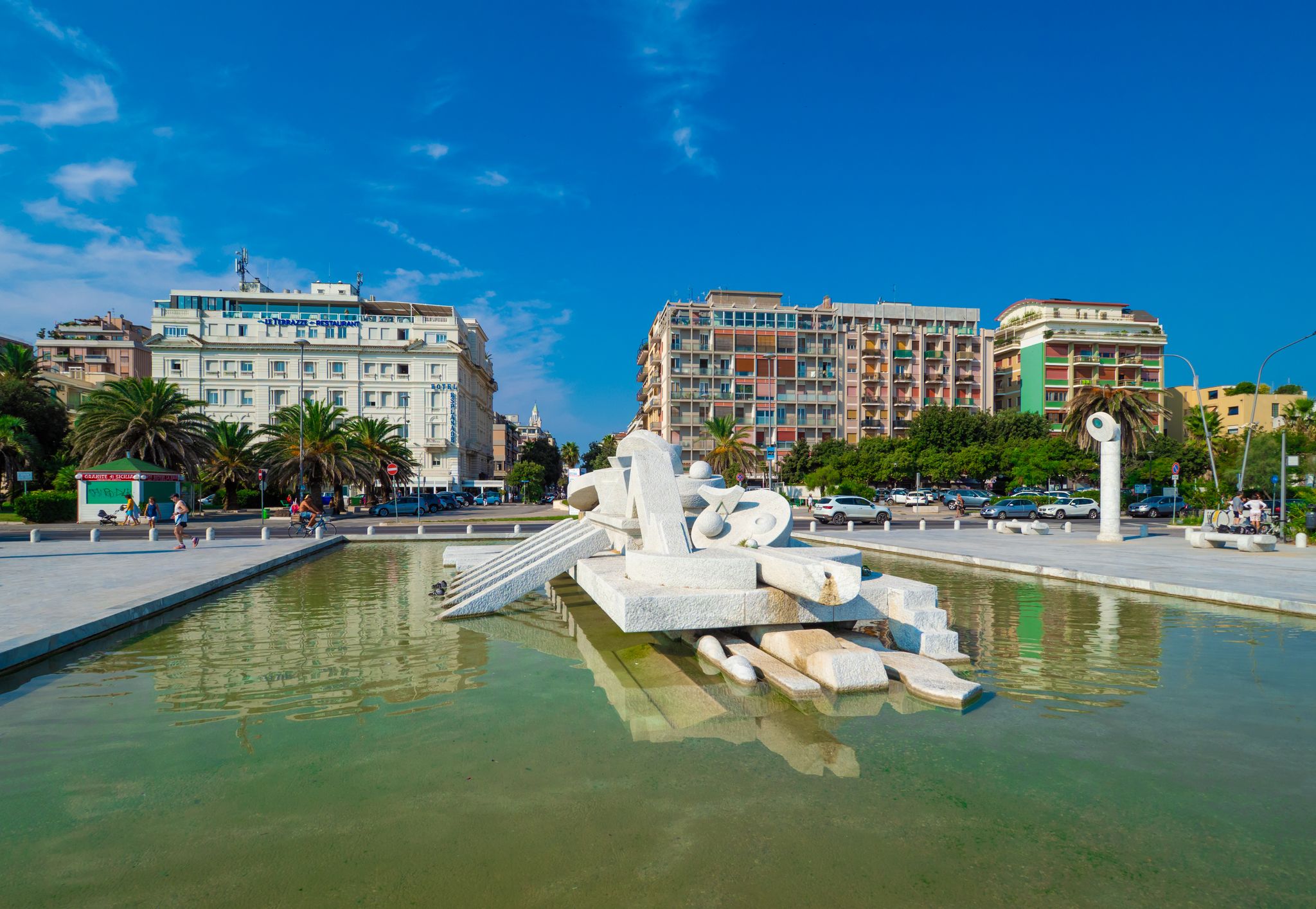 Photo of aerial view of colorful summer view of Pescara port, Italy.