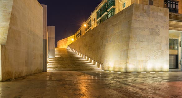 Photo of entrance to the city gates of Valletta, Malta.