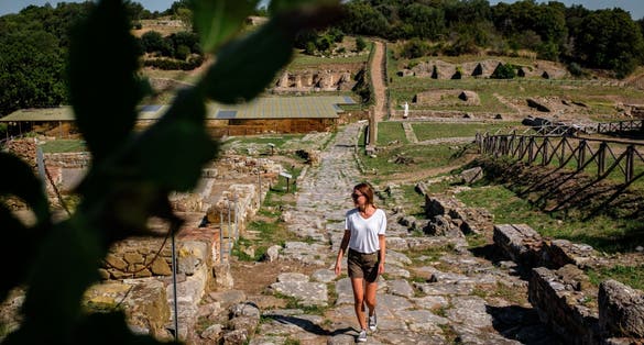 photo of a few kilometers from the center of Grosseto, the Roselle Archaeological Area preserves the remains of an ancient Etruscan city.