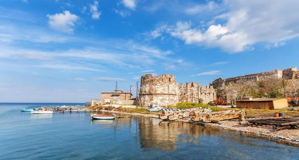 Photo of Old Harbor of Mytilini in Lesvos Island.