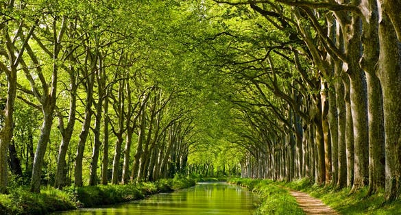 Photo of late spring look on Canal du Midi canal in Toulouse, Southern France.