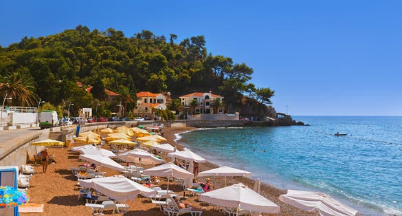 Resort Petrovac - Montenegro - architecture and nature background