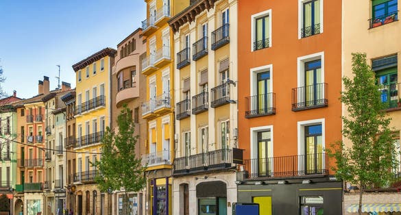 Photo of street in historical center in Huesca, Spain.