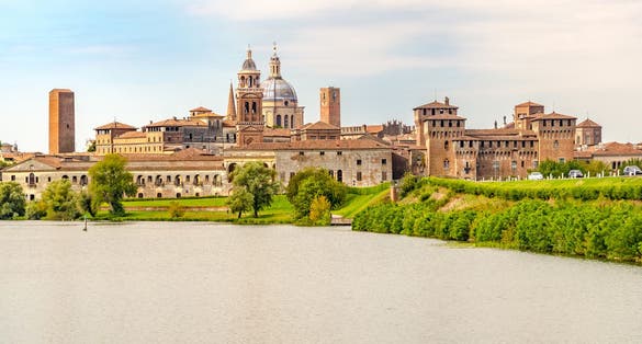 photo of view of Panoramic view at the City of Mantova (Mantua) with Lake (Lago di Mezzo) - Italy.