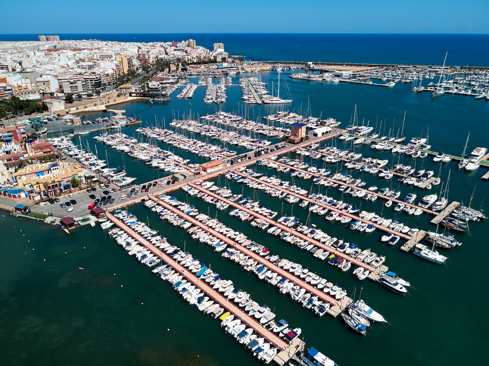 Photo of aerial view of the Torrevieja coastal city, Costa Blanca, province of Alicante, Spain.