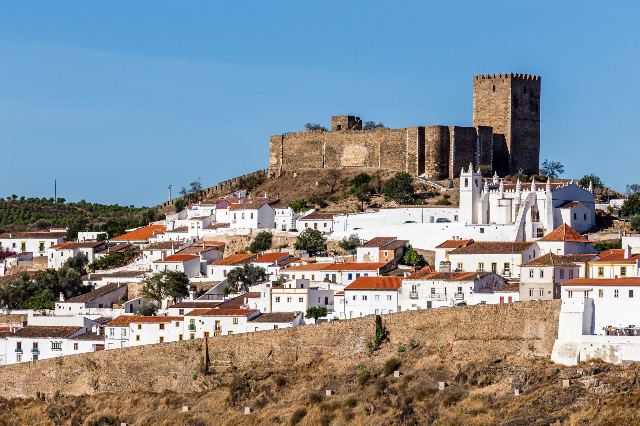 Photo of old town of Mértola with castle, Alentejo, Portugal.
