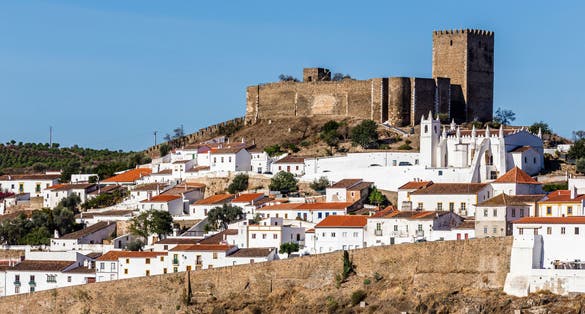 Photo of old town of Mértola with castle, Alentejo, Portugal.