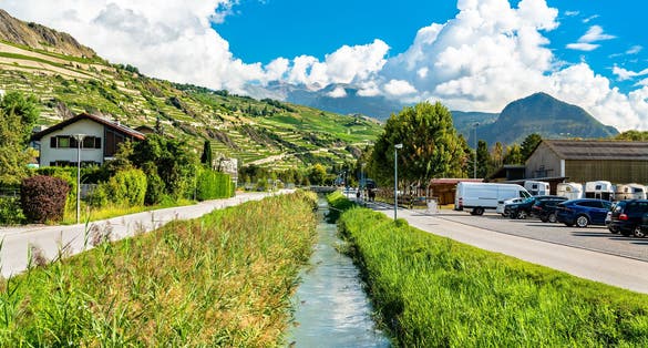 Photo of Alpine landscape in Sion - the canton of Valais, Switzerland.