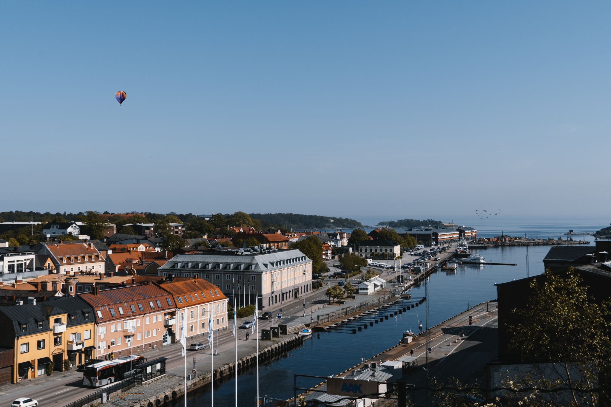 Photo of aerial view of Karlshamn city in sweden.