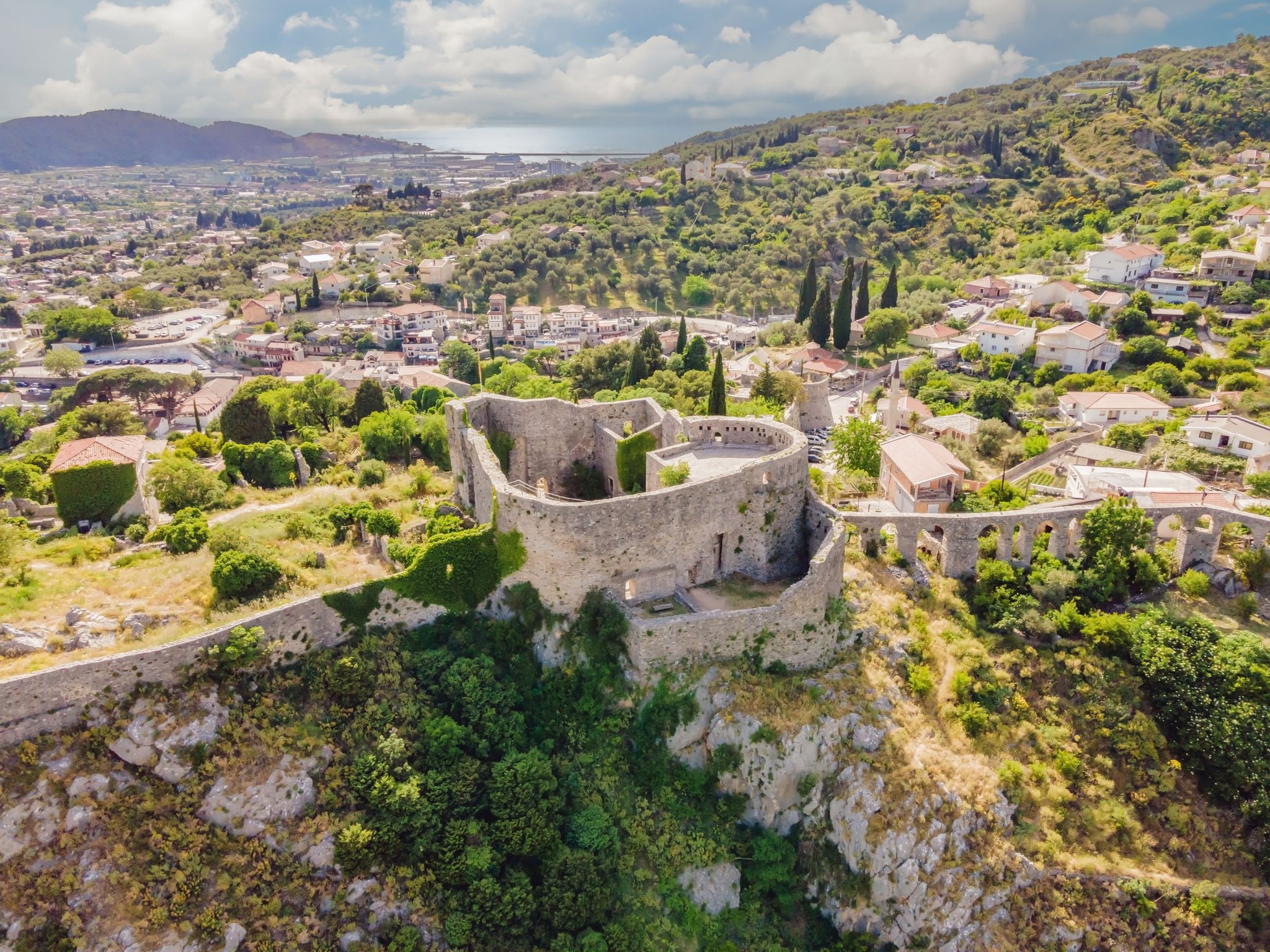 Photo of sunny view of ruins of citadel in Stari Bar town near Bar city, Montenegro.