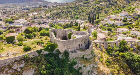 Photo of sunny view of ruins of citadel in Stari Bar town near Bar city, Montenegro.