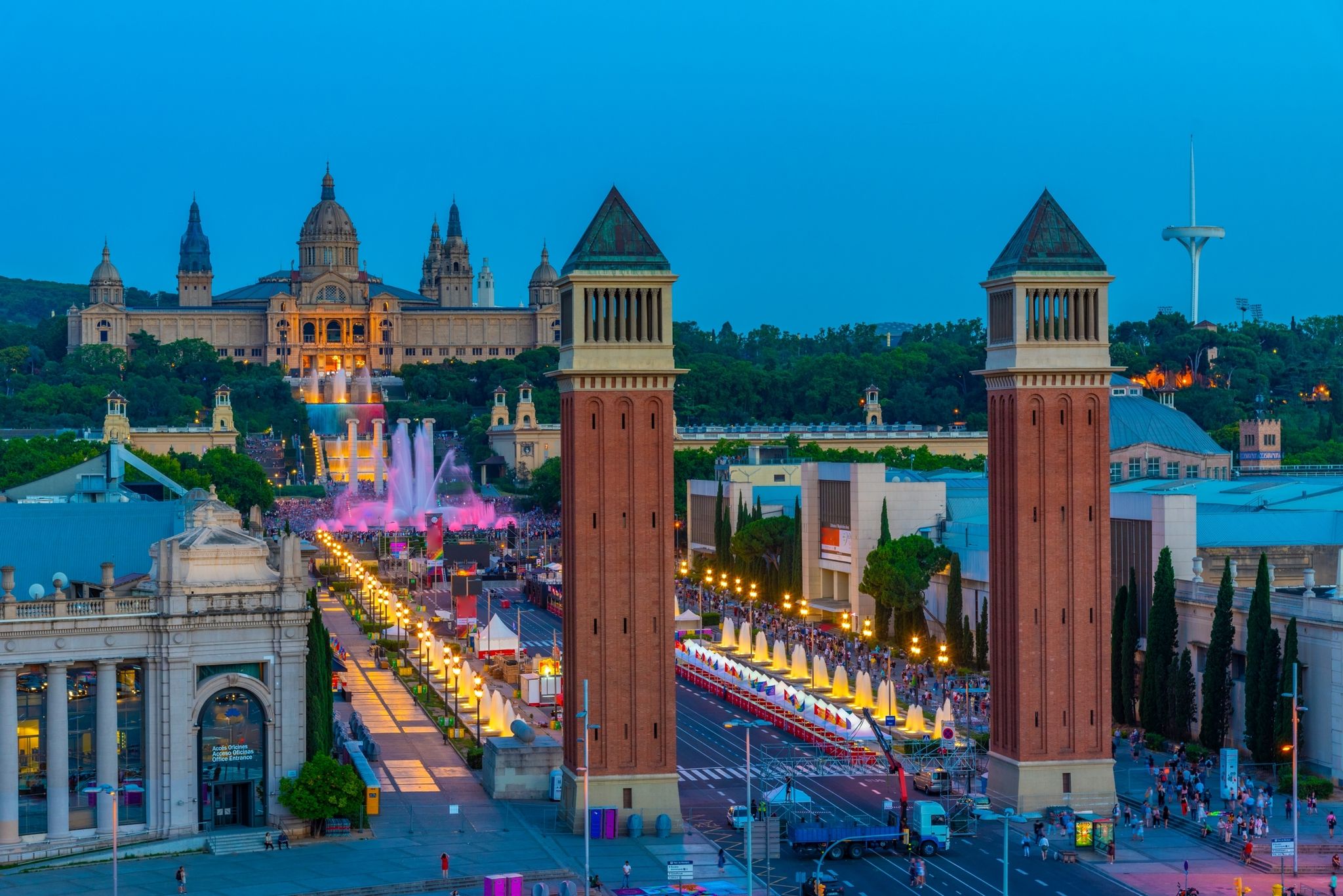 Photo of Sunset view of Catalan National Museum of Art in Barcelona, Spain.