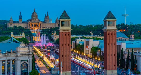 Photo of Sunset view of Catalan National Museum of Art in Barcelona, Spain.