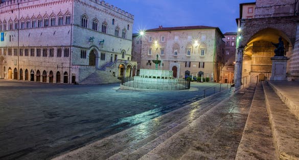 photo of view Italy, umbria, perugia. palazzo dei priori and the fontana maggiore, a medieval fountain on piazza iv novembre., Perugia, Italy.