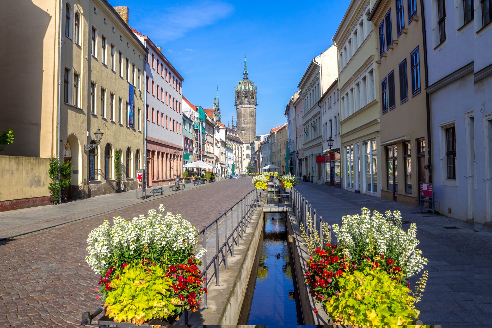 Photo of famous old town with historic buildings in Wittenberg ,Germany.