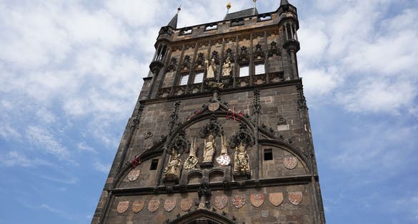 Photo of Close up of old town bridge tower, Gothic architecture, Charles bridge in Prague, Czech republic.