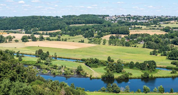 Photo of Stunning view of the Ruhr River and surrounding greenery from Blankenstein Castle in  Hattingen Germany.  