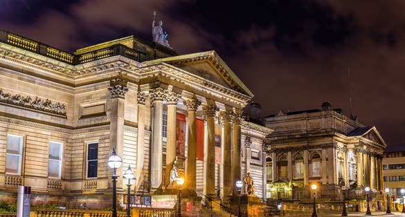 Photo of World museum at night in Liverpool, England.