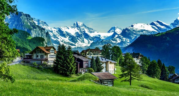 Photo of Swiss Alps with Jungfraujoch, Switzerland.