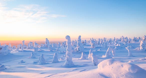 Photo of beautiful winter landscape from Riisitunturi National Park, Posio, Finland.