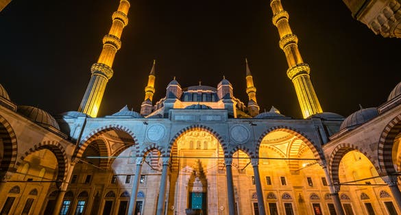 Photo of Selimiye Mosque at night ,Edirne, Turkey.