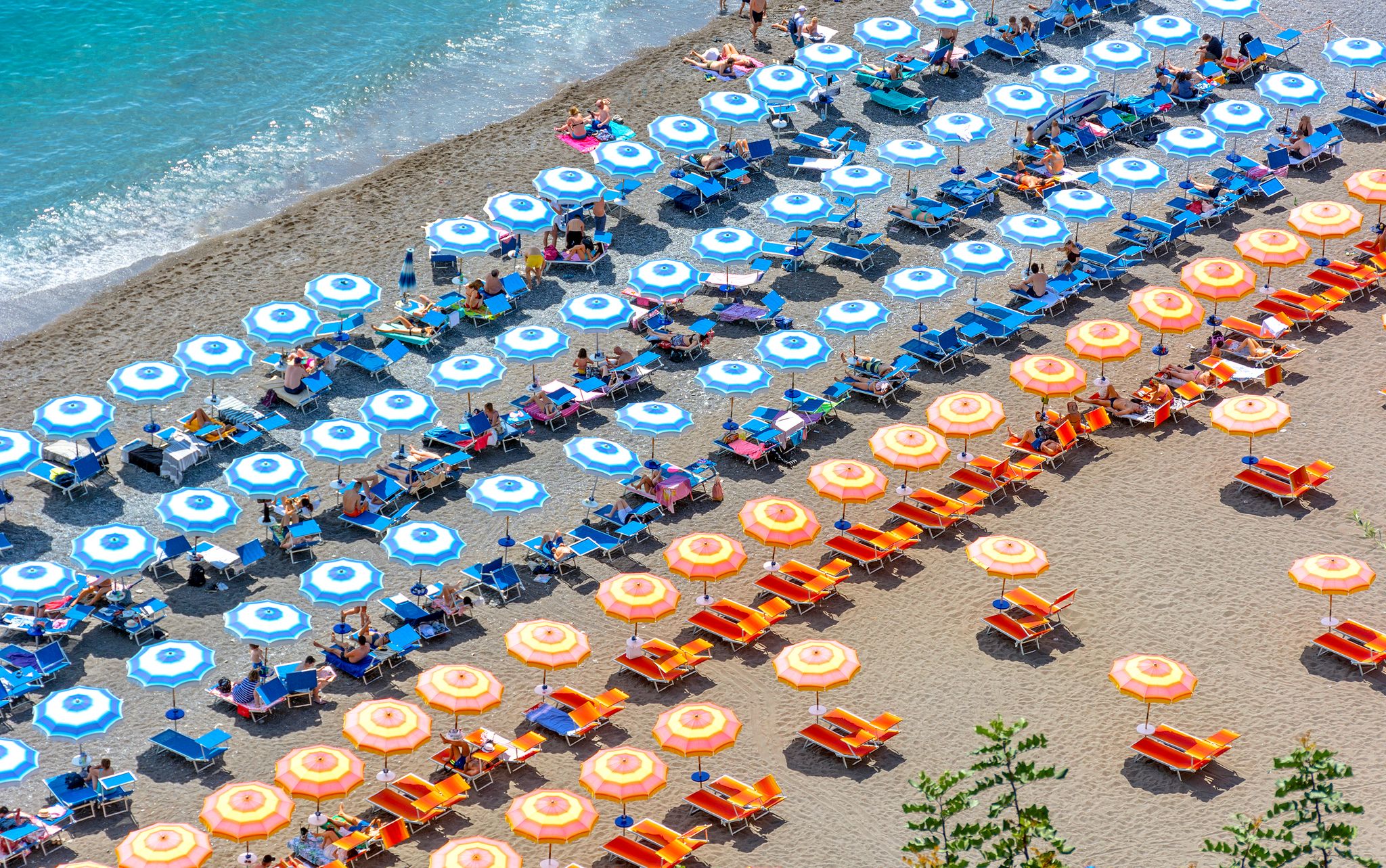 Photo of aerial morning view of Amalfi cityscape on coast line of Mediterranean sea, Italy.