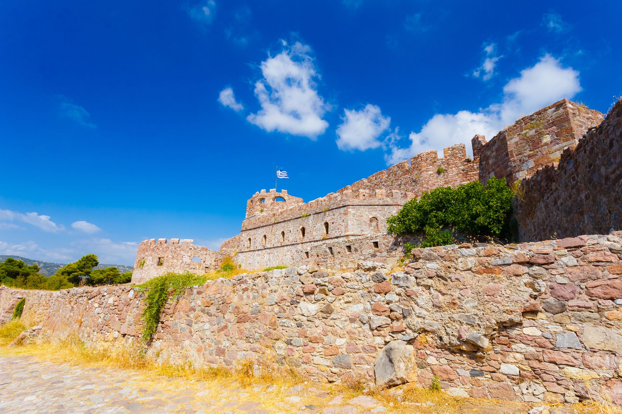 photo of The castle walls of Mytilene in Lesvos island, Greece, one of the largest castles in the Mediterranean,Mytilene  Greece.