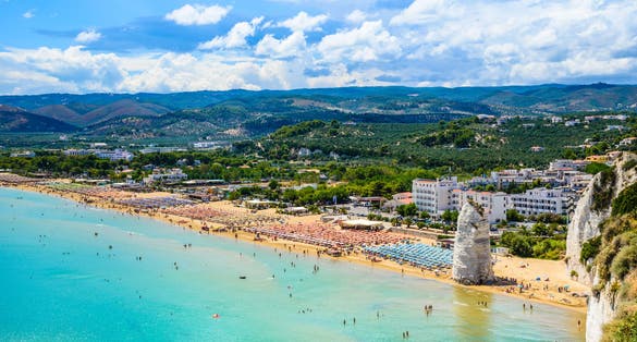 Vieste panoramic view, Gargano, Apulia, south Italy.