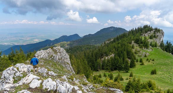 Photo of Picture of a mountain stream or creek flowing between rocks in Carpathian Mountains, Romania. Seven ladders canyon in Piatra Mare (Big Rock)mountains.