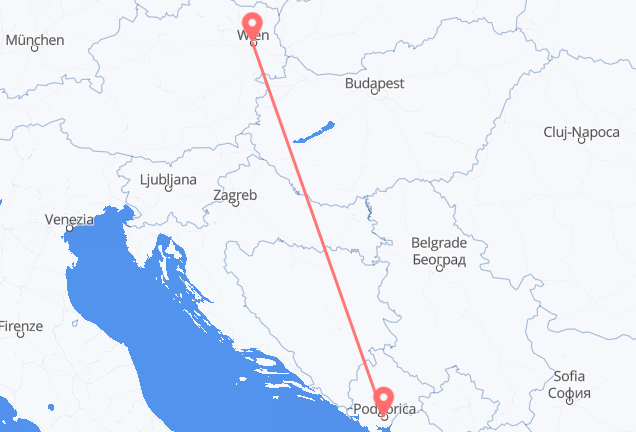 Podgorica to Vienna