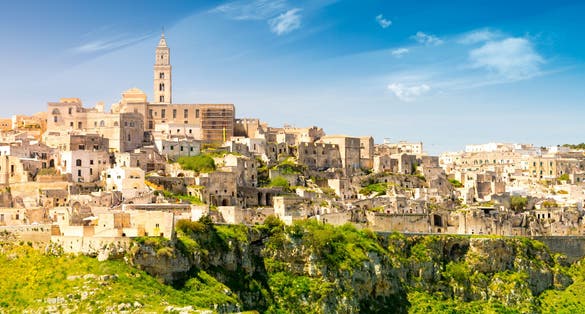 Panoramic view of ancient town of Matera (Sassi di Matera), Basilicata, southern Italy.