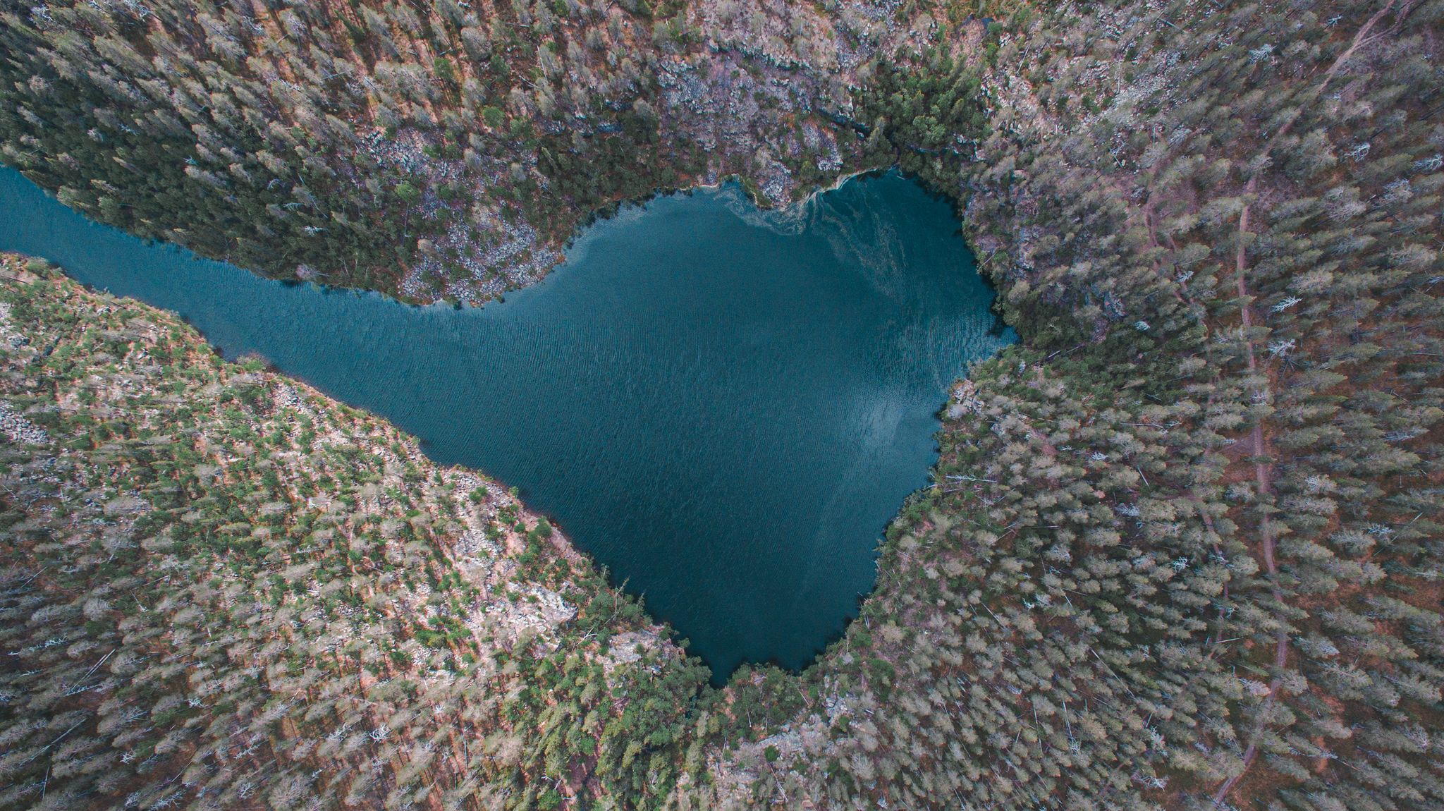 Photo of aerial view of the Lake Pakasaivo, Muonio, Lapland, Finland.