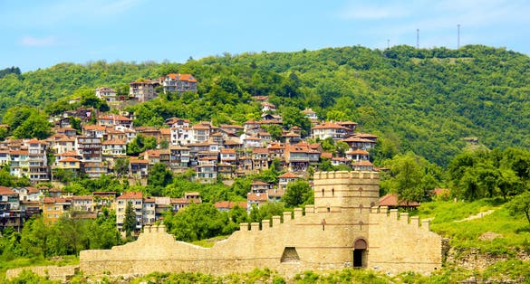 A beautiful view of the fortress of Veliko Tarnovo, Bulgaria on a sunny summer day