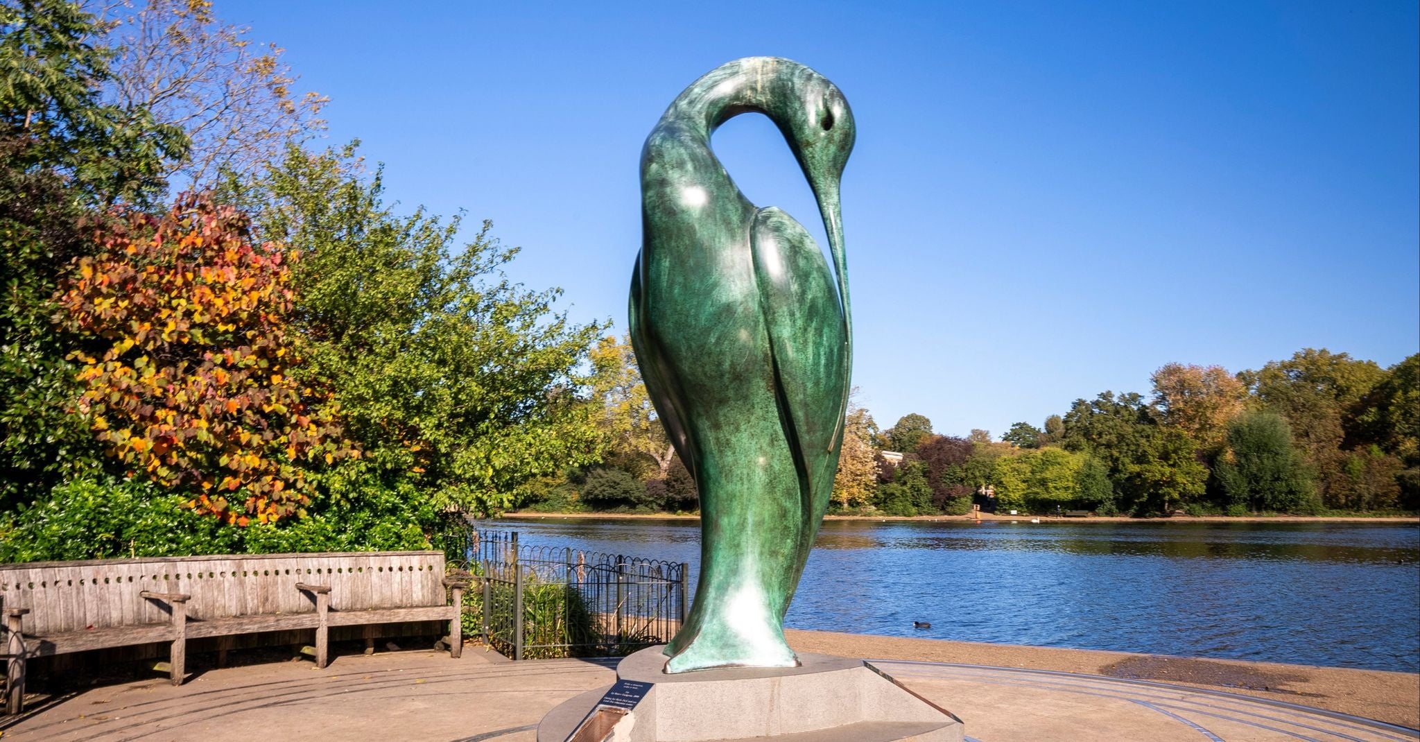 Abstract bird sculpture near Serpentine Lake in Hyde Park on a sunny summer day in London..jpg
