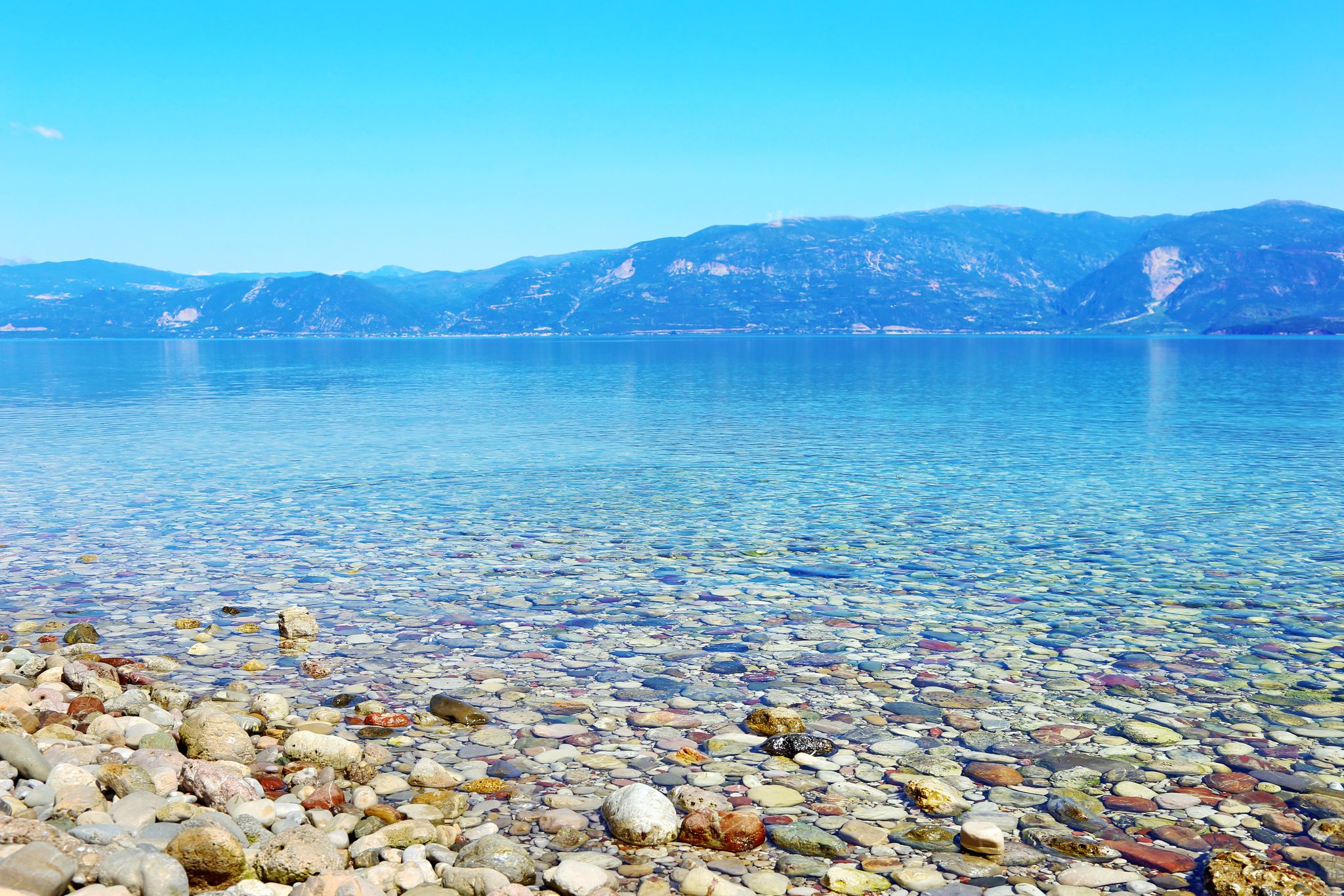 landscape of beach at Aigio Achaia Peloponnese Greece