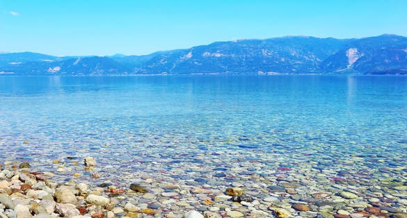 landscape of beach at Aigio Achaia Peloponnese Greece