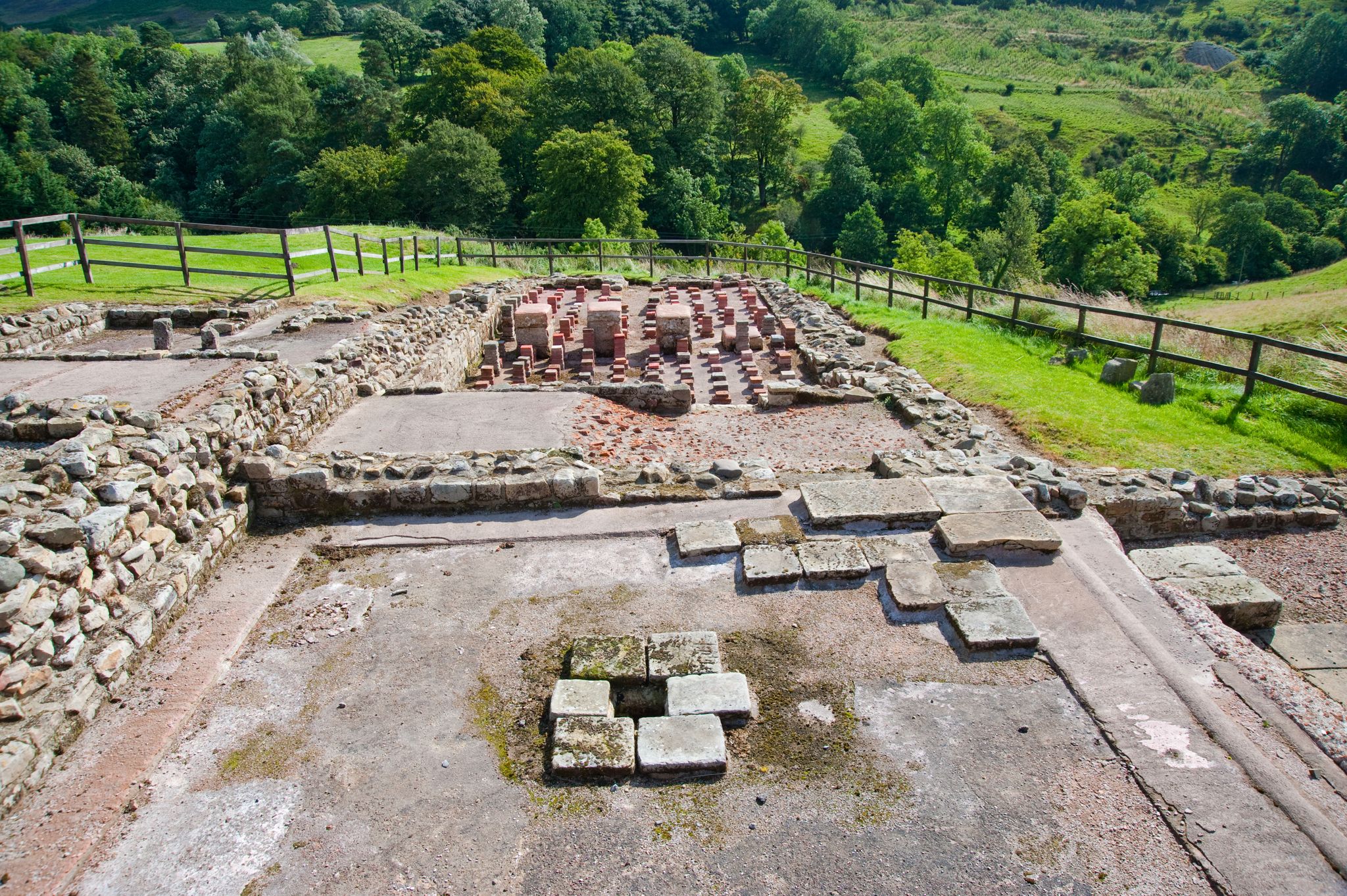 Photo of ruins at Vindolanda Roman fort in England.