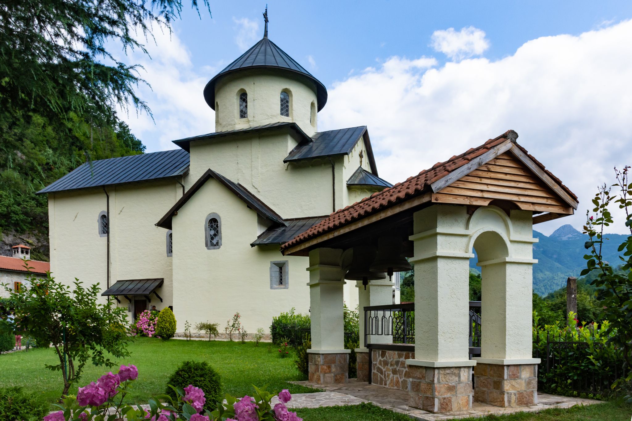 Photo of the Morača Orthodox monastery in Montenegro.