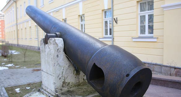Monument of cannon of 19th century in Daugavpils fortness