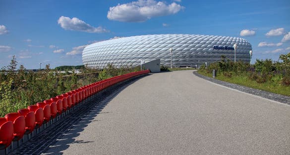 Photo of famous football stadium Allianz Arena in Munich, Bavaria, Germany.