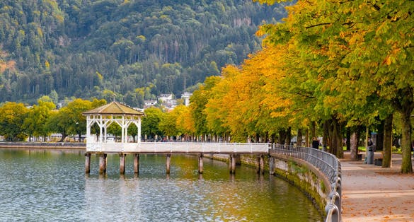 Lake pavilion on the waterfront in Bregenz on Lake Constance, Austria