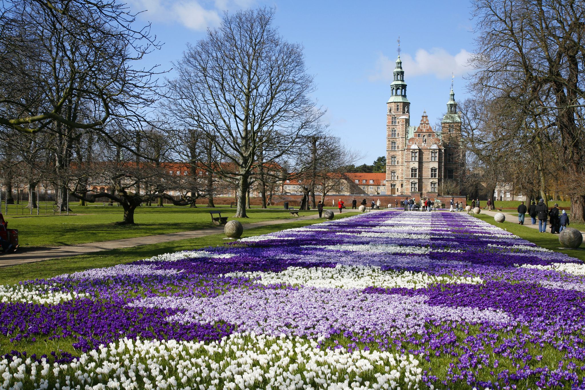Photo of springtime Rosenborg Castle, the Kings Garden, Copenhagen, Denmark.