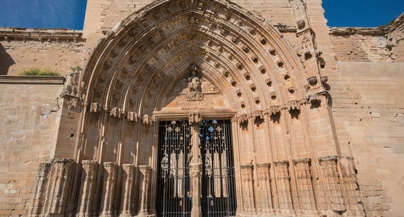 Photo of Detail of La Seu Vella cathedral door in LLeida, Spain.