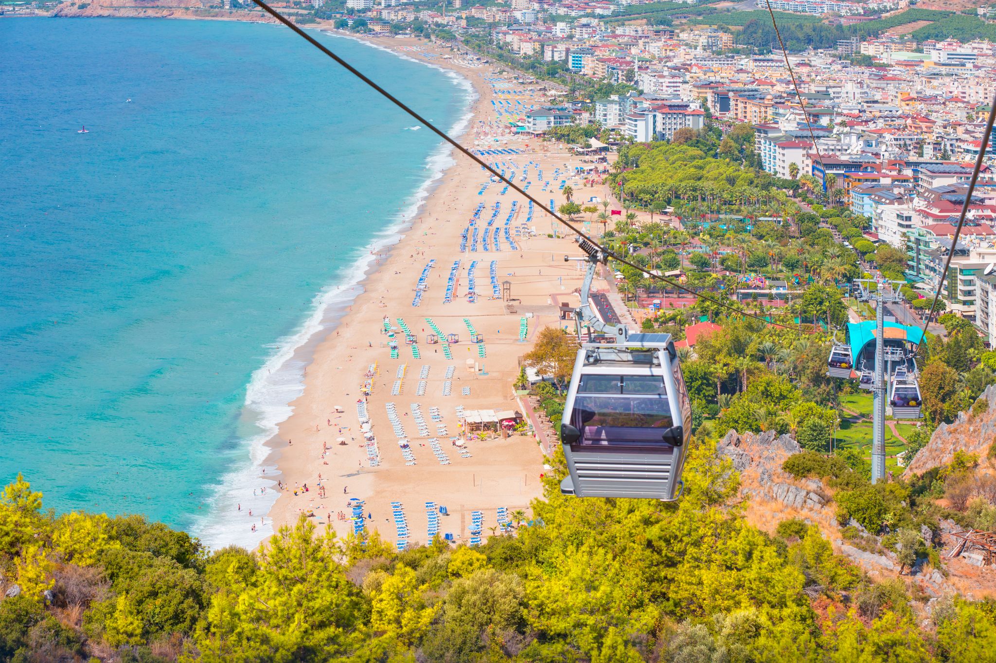 photo of riding cable car to view the city of Alanya (cleopatra beach), Turkey.