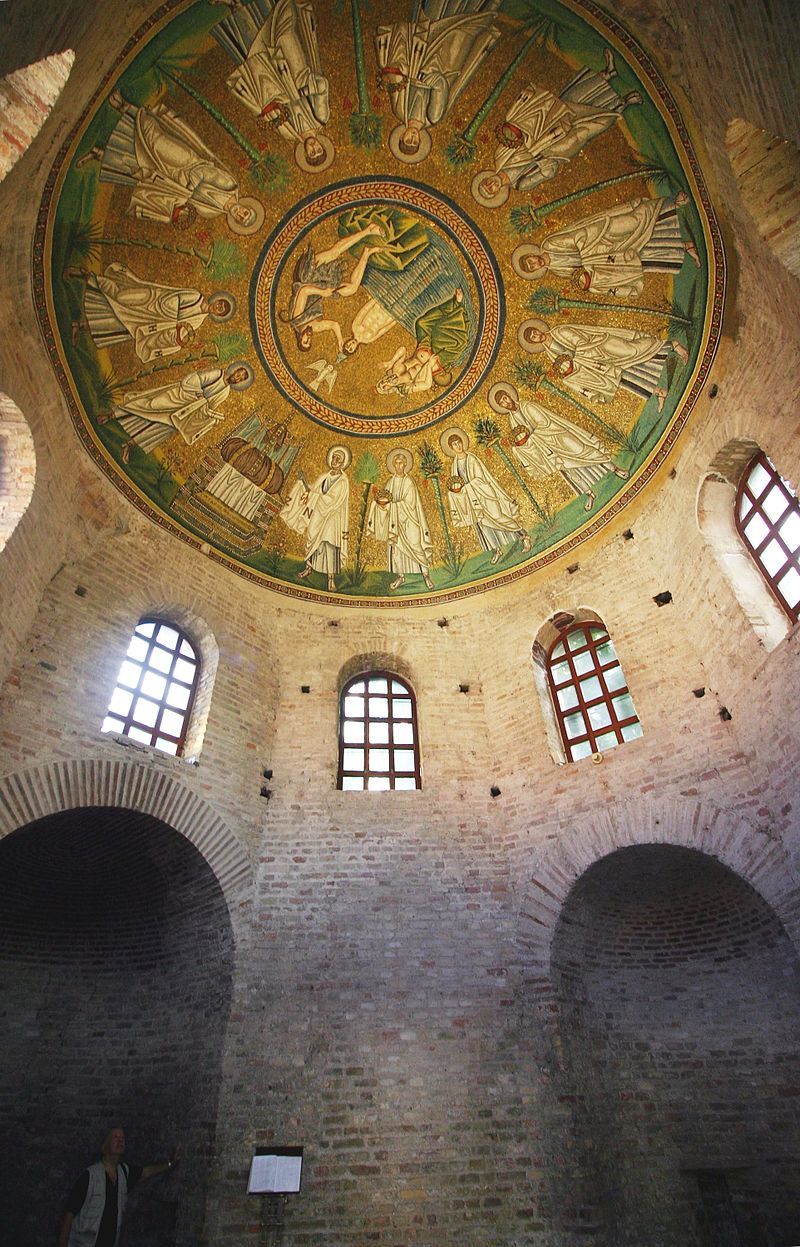 photo of view of Battistero degli Ariani from inside, Ravenna, Italy.