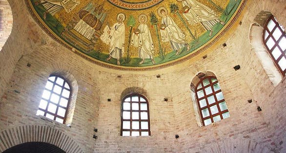 photo of view of Battistero degli Ariani from inside, Ravenna, Italy.