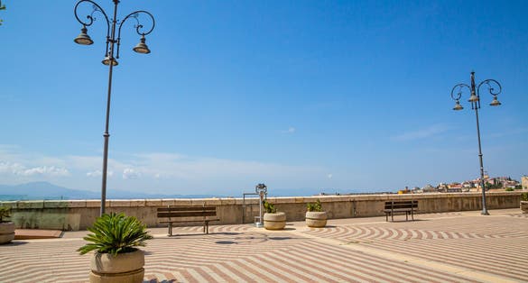 View of the terrace of the Bastione Santa Croce in the historic center of Cagliari,Sardinia,Italy