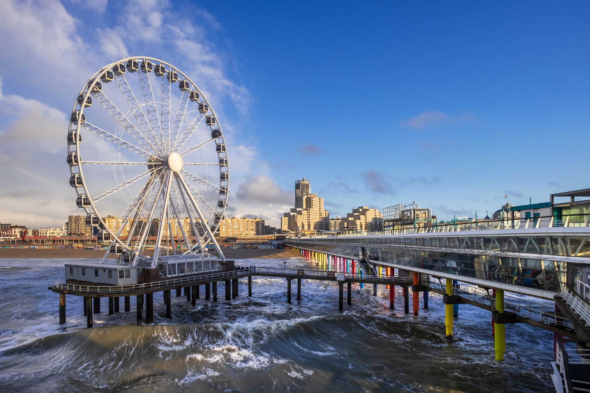photo of ferries wheel on the pier of Scheveningen, The Hague, the Netherlands.