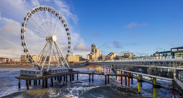 photo of ferries wheel on the pier of Scheveningen, The Hague, the Netherlands.