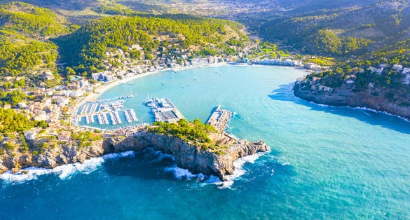 Beautiful harbour of Port de Soller, Mallorca, Spain